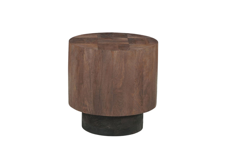 Solid Wood Round Pedestal End Table (723200) - Brown