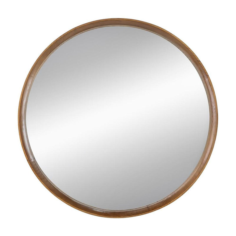 32" Round Framed Accent Mirror - Brown