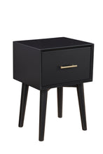 Load image into Gallery viewer, Mid Century Mod Wood End Table With Drawer - Black
