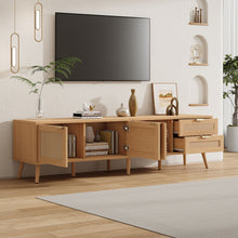 Load image into Gallery viewer, TV Stand, Media Console, 2 Drawers &amp; Cable Management - Natural Wood
