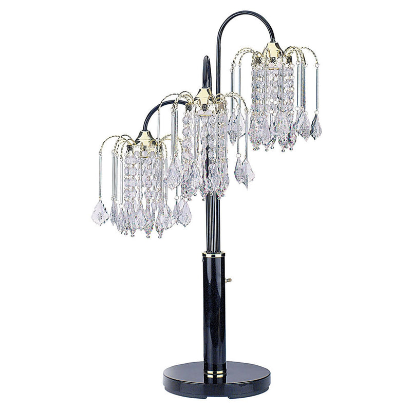 Metal Three Light Chandelier Table Lamp - Black