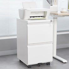 Load image into Gallery viewer, 2 Drawer File Cabinet With Lock, Metal Under Desk Rolling Filing Cabinet Fits Letter / Legal / A4 Size For Home Office, Mobile Filing Cabinet
