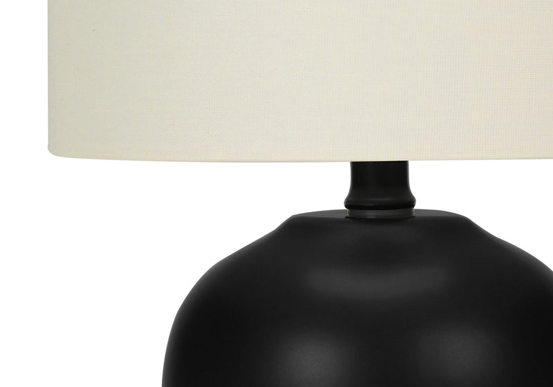 17" Ceramic Round Table Lamp With Ivory Drum Shade - Black