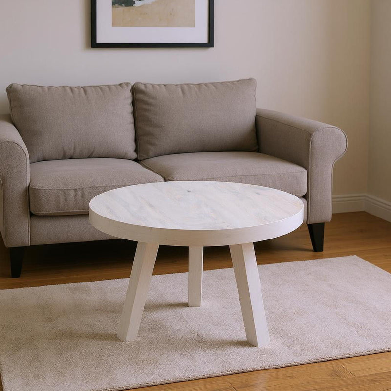 36" Solid Wood Round Cross Legs Coffee Table - White