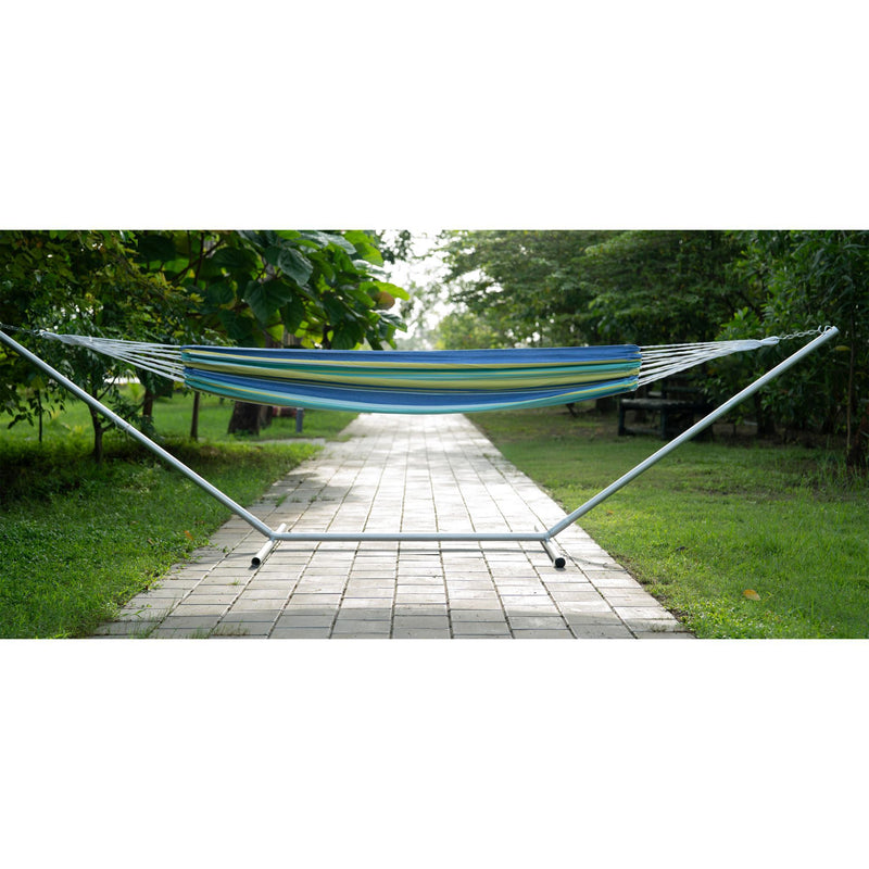 Striped Single Spreader Bar Hammock - Blue Green And Yellow