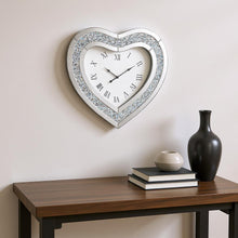 Load image into Gallery viewer, Mirrored Silent Analog Heart Wall Clock - Silver
