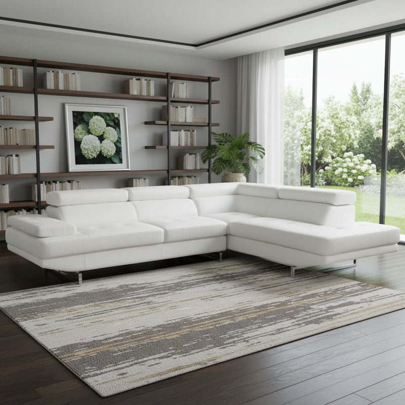 Leather L Shaped 2 Piece Corner Sectional - White