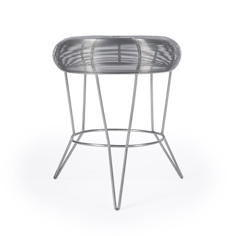 Wire Round End Table - Silver