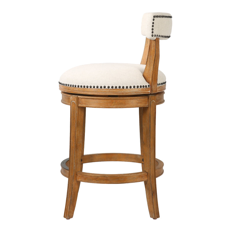 Fabric Low Back Counter Height Swivel Bar Chair - Linen / Brown