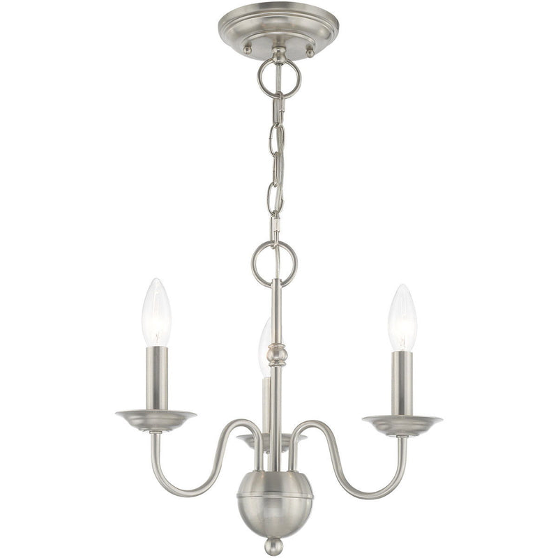 13" Three Light Dimmable Chandelier With Shades - Nickel