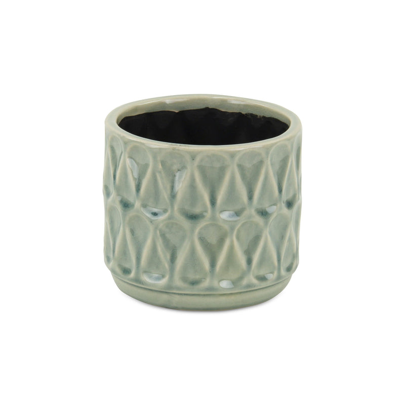 Geometric Round Pot Planter (487478) - Green
