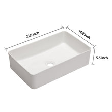 Load image into Gallery viewer, Modern European Design 21" X 14" Ceramic Rectangular Vessel Bathroom Sink - White
