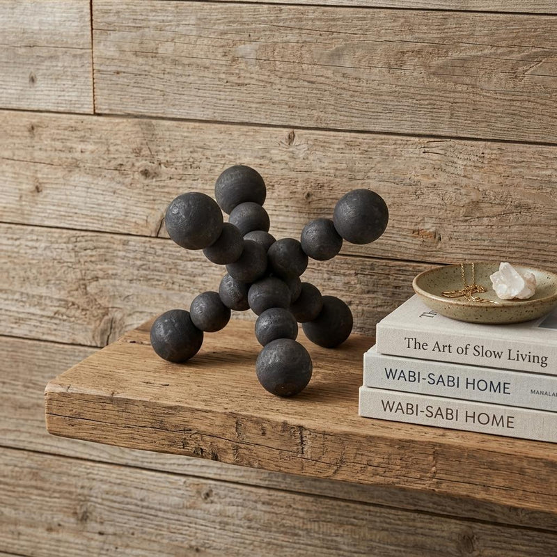 Beaded Wooden Decorative Jack - Black