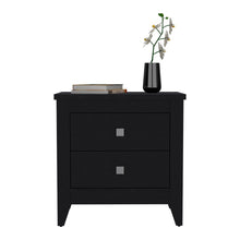 Load image into Gallery viewer, 24" Two Drawer Faux Wood Nightstand - Black
