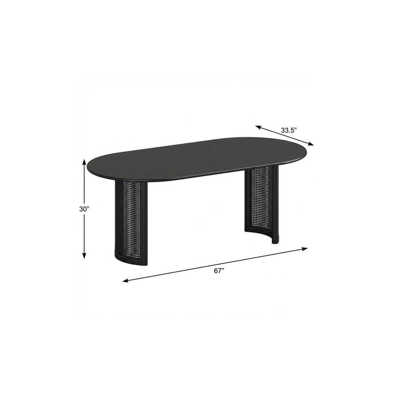 67" Oval Wood Double Pedestal Base Dining Table - Black