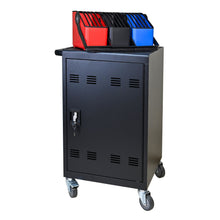 Load image into Gallery viewer, 32 Bit Device Charging Trolley For Tablets And Laptops With Cable Management, Removable Doors - Matte Black
