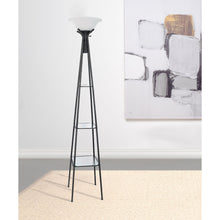 Load image into Gallery viewer, Sentinel - 3 Shelf Frosted Torchiere Floor Lamp With Shelves - Black
