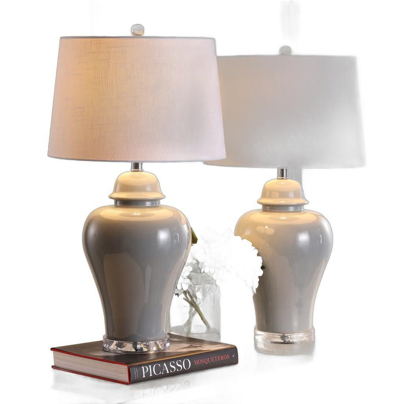 Novelty Bedside Lamps With Empire Shades (Set of 2) - Gray