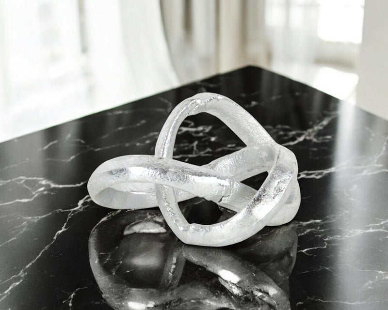 Modern Abstract Infinity Knot Tabletop Sculpture - Silver
