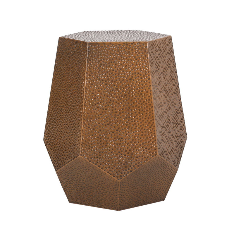 Iron Hexagonal Pedestal End Table - Brown
