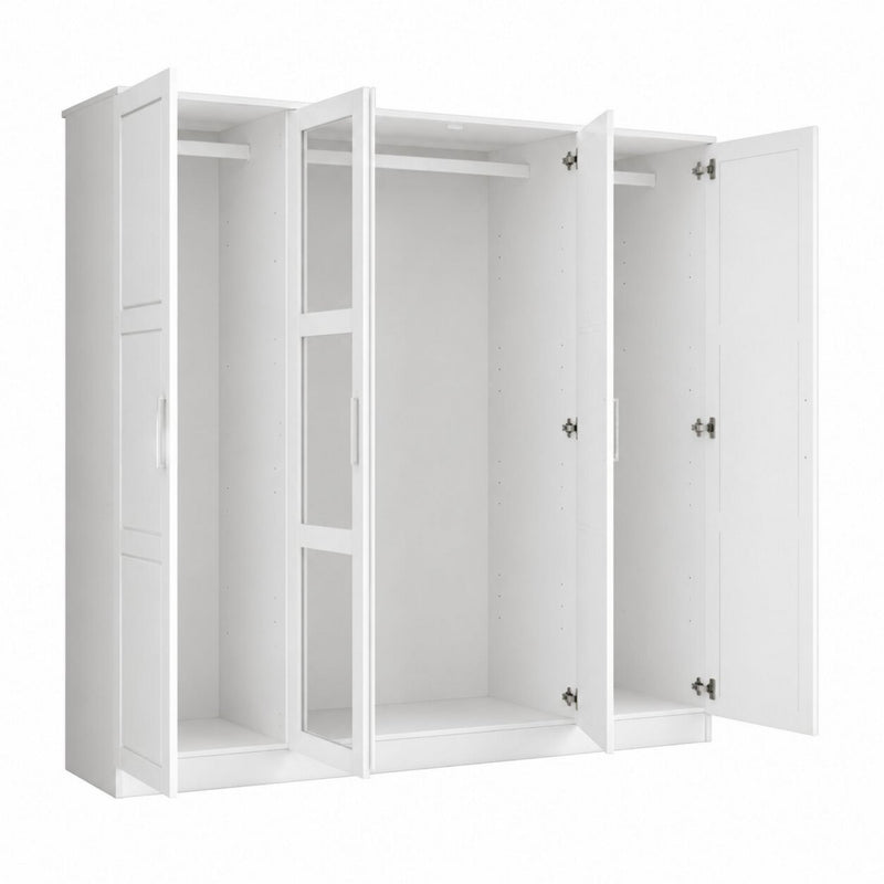 Solid Wood Mirrored Four Door Combo Dresser (763747) - White
