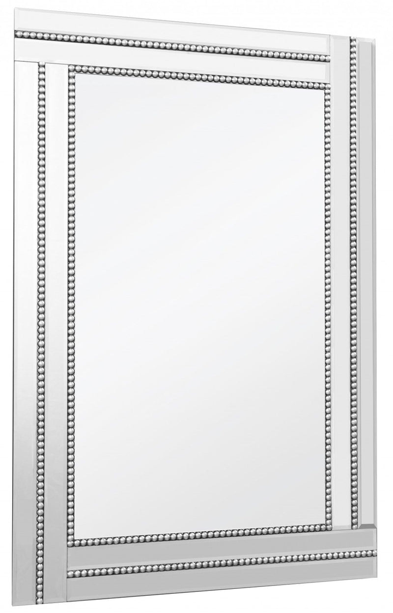 36" Glass Framed Accent Mirror (396581) - Silver