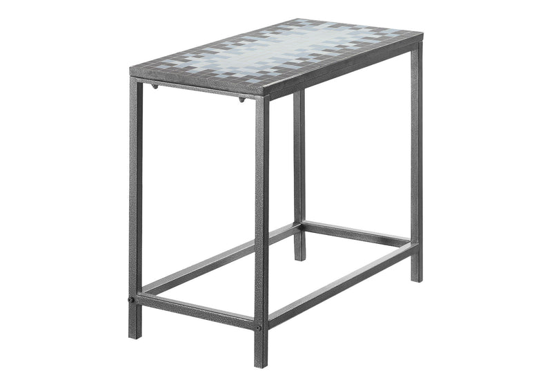 Tile End Table - Gray And White
