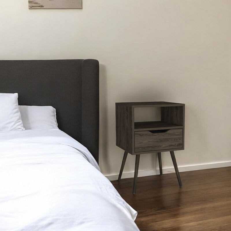 Modern Bedroom Nightstand - Dark Walnut