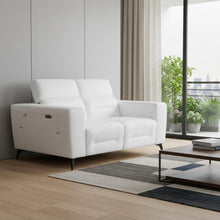 Load image into Gallery viewer, Italian Leather Power Reclining Loveseat - White / Black
