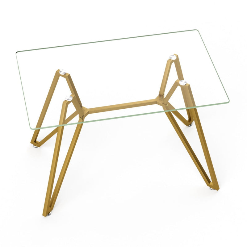 47" Glass Trestle Coffee Table - White / Gold