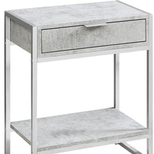 Load image into Gallery viewer, 24" Wood And Metal End Table With Drawer And Shelf - Silver And Gray
