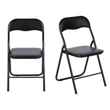 Load image into Gallery viewer, Faux Leather Steel Folding Chairs (Set of 2) - Black
