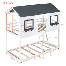 Load image into Gallery viewer, Twin Over Twin Bunk Bed Wood Bed with Roof, Window, Guardrail, Ladder (White)(OLD SKU :LT000045AAK)
