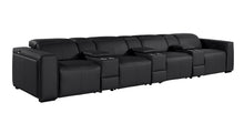 Load image into Gallery viewer, Top Grain Leather Reclining Metal USB Sofa (720420) - Black

