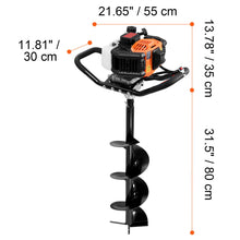 Load image into Gallery viewer, Vevor Gas Post Hole Digger 52Cc 1450W With 8 Drill Bits &amp; Extension Rod Aluminium Alloy - Black
