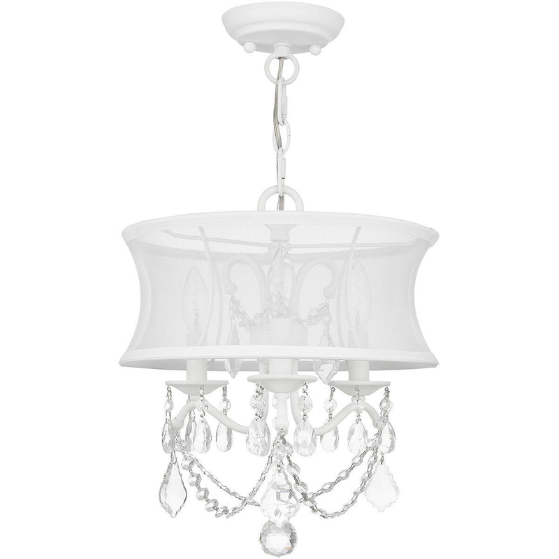 17" Three Light Dimmable Chandelier With Shades - White