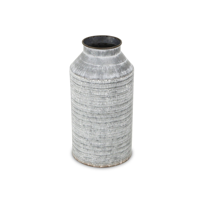 Galvanized Geometric Patterned Jug Vase (635605) - Gray