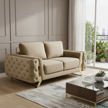 Load image into Gallery viewer, Velvet Love Seat - Beige / Gold
