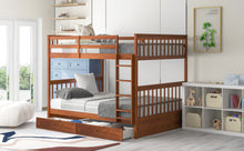 Load image into Gallery viewer, Full-Over-Full Bunk Bed with Ladders and Two Storage Drawers (Walnut)(OLD SKU:LT000365AAD)
