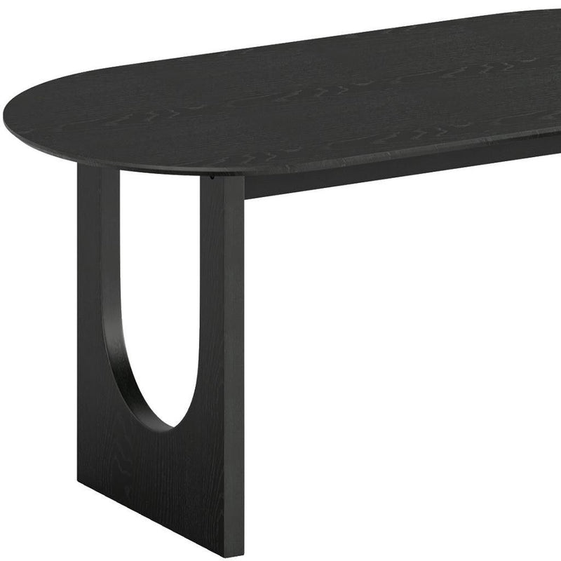 67" Solid Wood Mirrored Oval Dining Table - Black