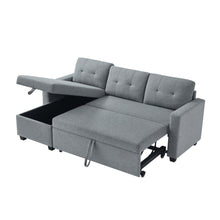 Load image into Gallery viewer, Upholstered Pull Out Sectional Sofa with Storage Chaise, Convertible Corner Couch, Light Grey
