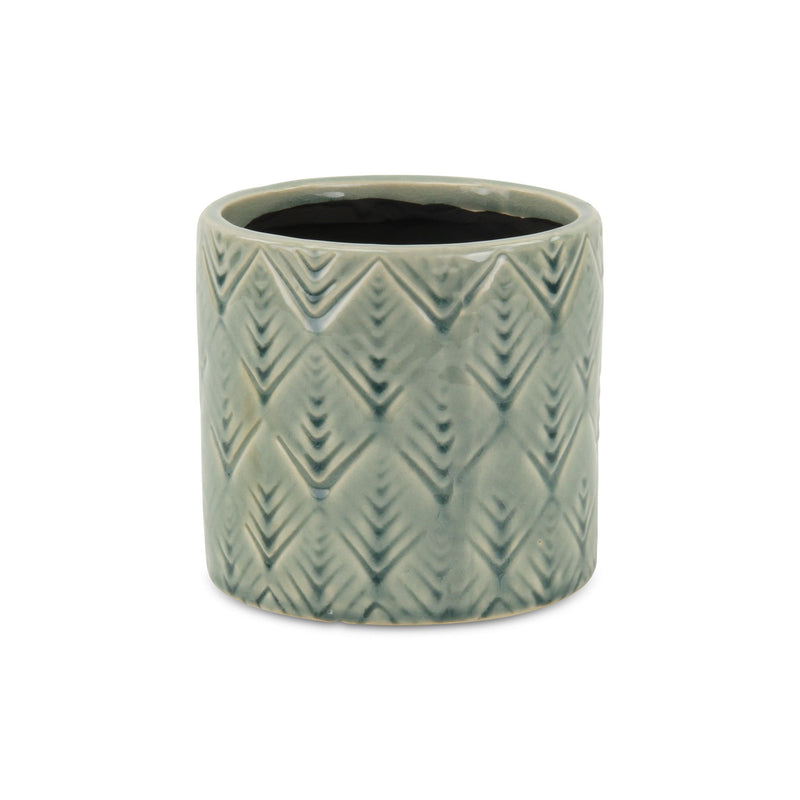 Geometric Round Pot Planter (487426) - Green