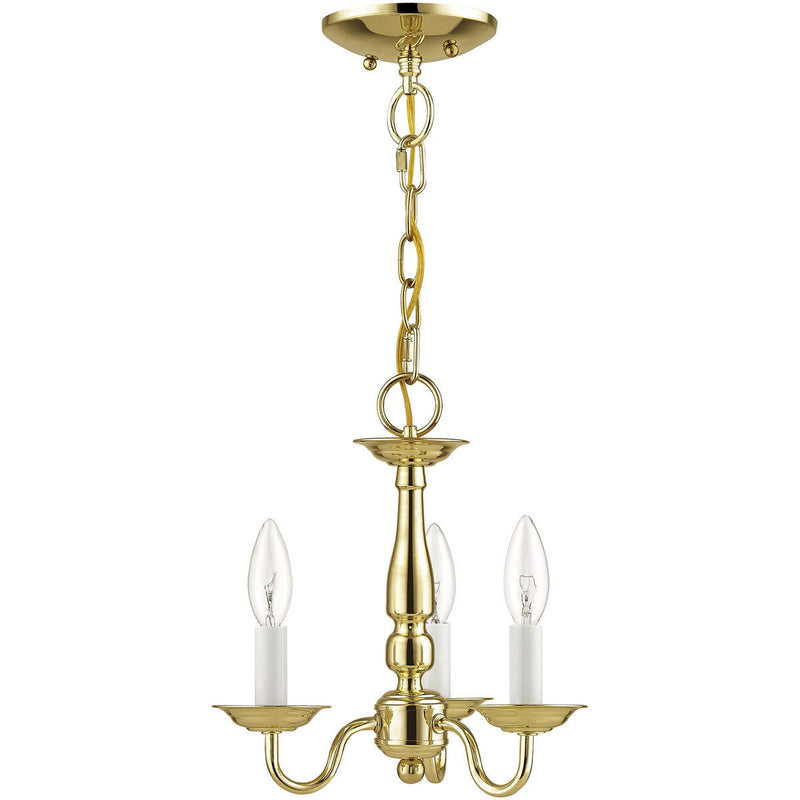 11" Three Light Dimmable Chandelier With Shades - Brass