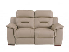 Load image into Gallery viewer, Faux Leather Manual Reclining Love Seat - Beige / Brown
