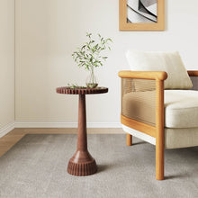 Load image into Gallery viewer, Modern Mango Wood Round End Table With Pedestal Base - Honey
