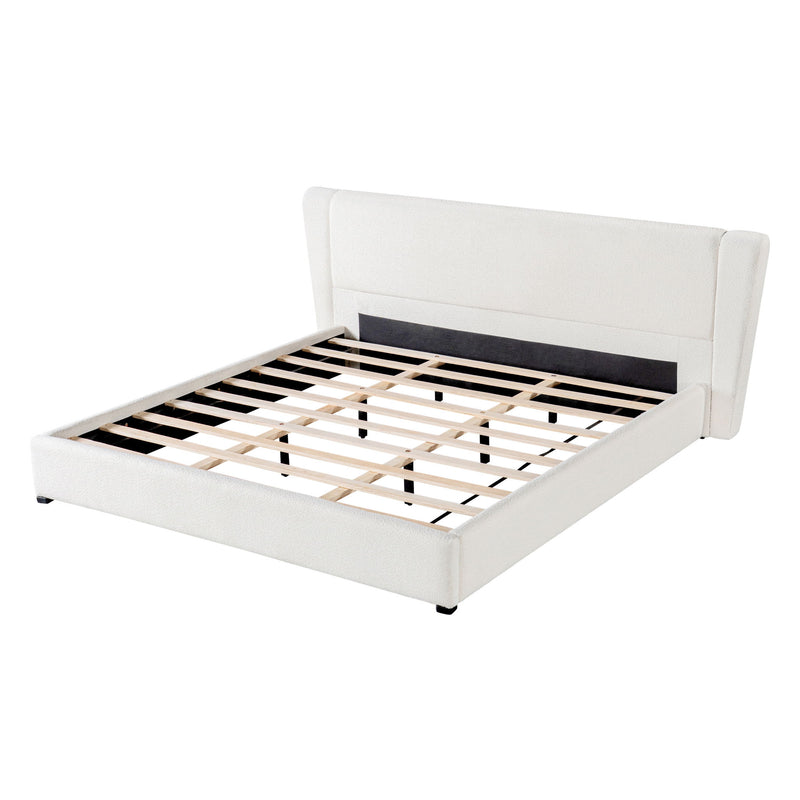 Upholstered Wingback Platform Bed Frame, No Box Spring Needed
