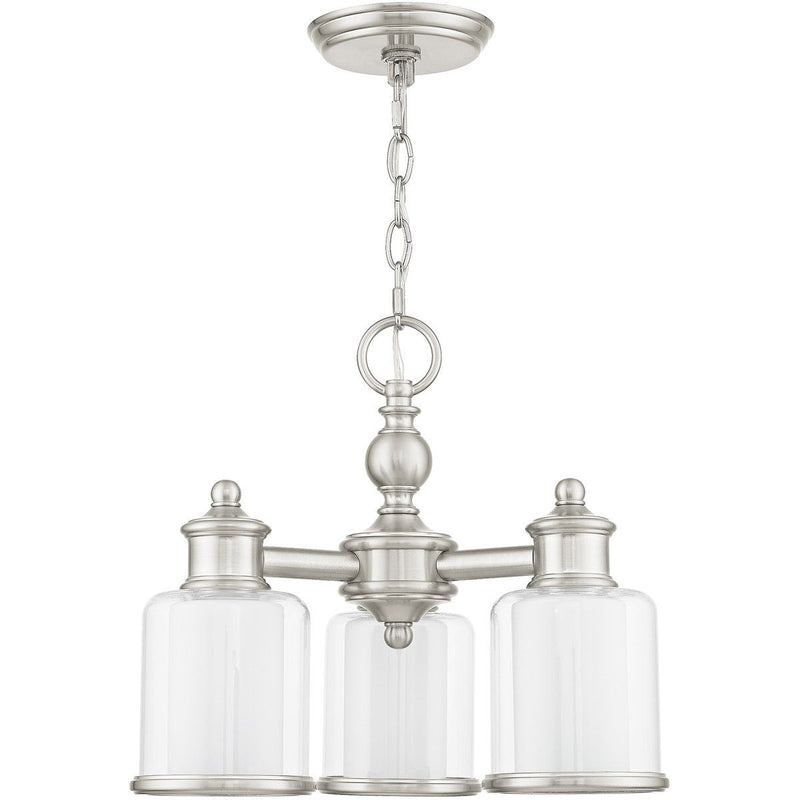 14'' Three Light Dimmable Chandelier With Shades - Nickel