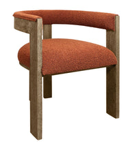 Load image into Gallery viewer, Upholstered Boucle Open Back Dining Arm Chair - Burnt Orange
