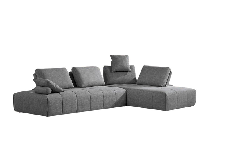 Polyester Modular L Shaped Two Piece Sofa Chaise Sectional Toss Pillows - Gray