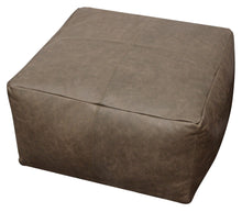 Load image into Gallery viewer, Brown Distressed Leather Pouf Ottoman - Gray
